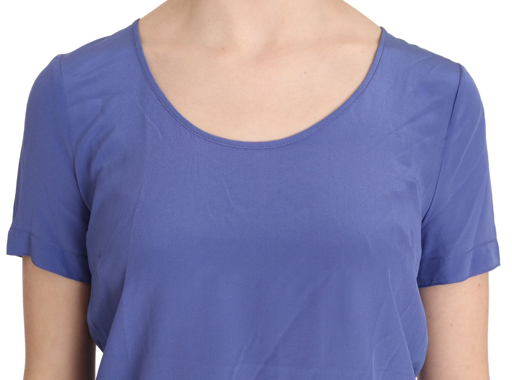 Patrizia Pepe Zijden Paarse Casual Top met Korte Mouwen Blouse
