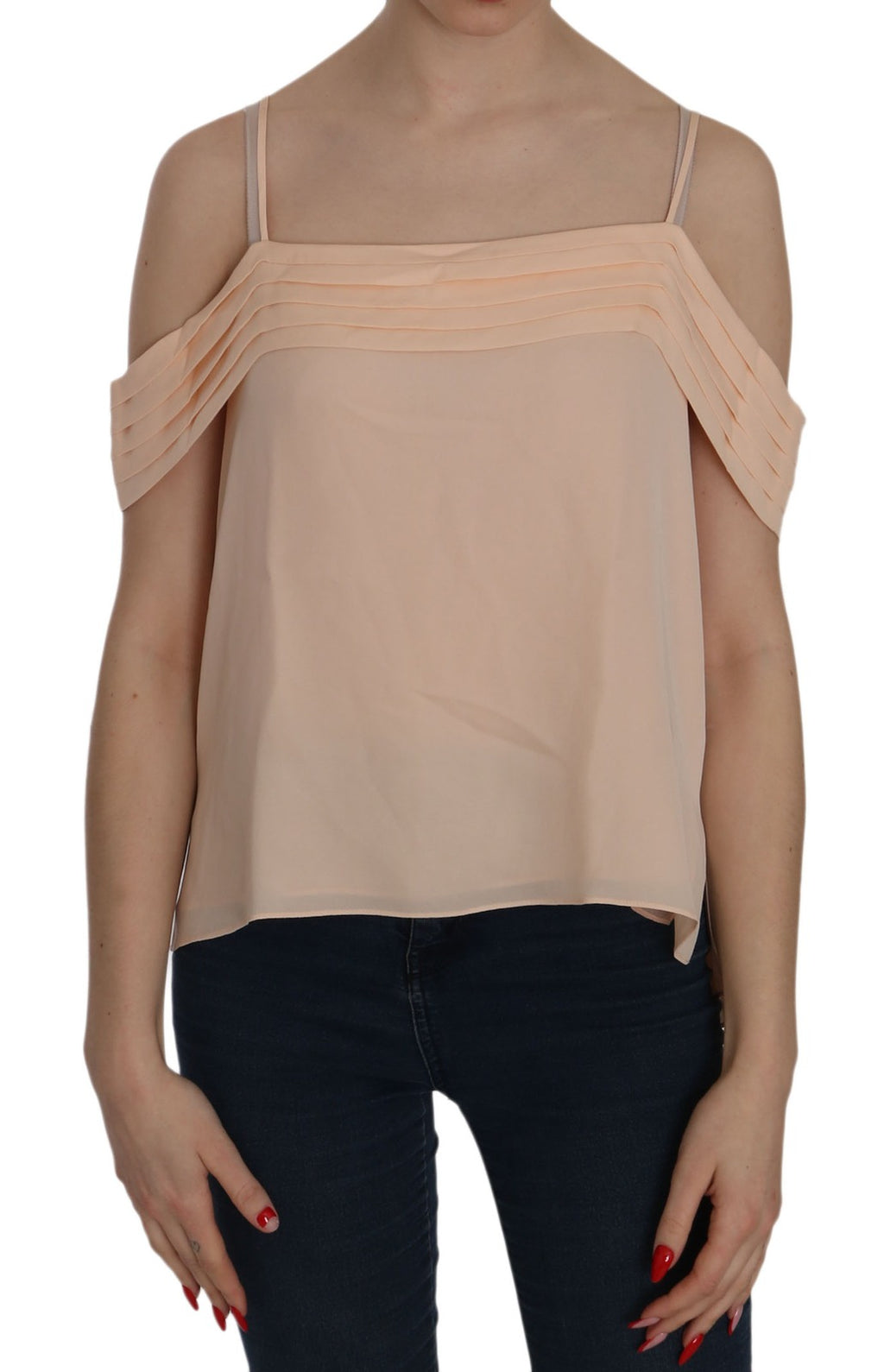 Alexander Wang Orange Off Shoulder Strap Square Neck Top Blouse