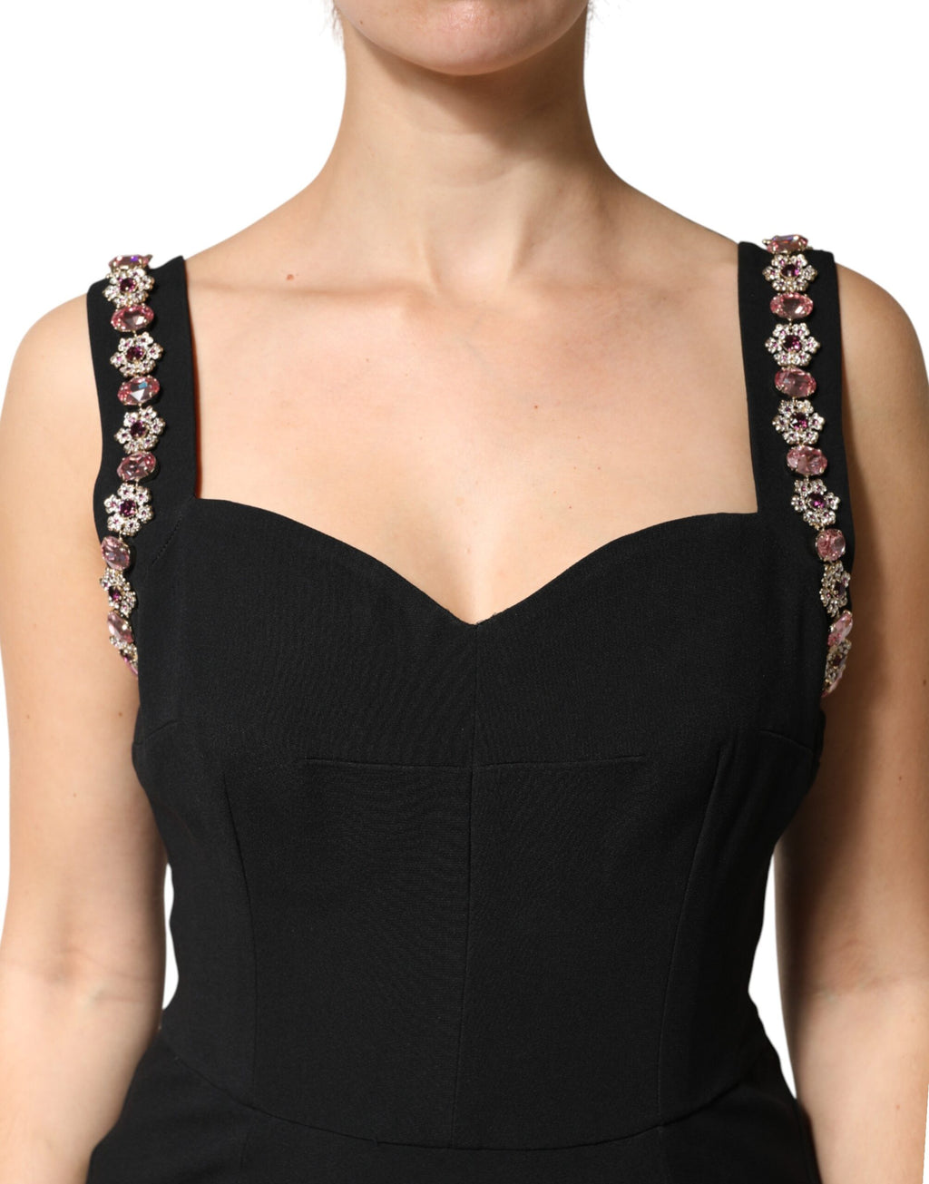 Dolce & Gabbana Zwarte Getailleerde Lange Avondjurk met Versieringen