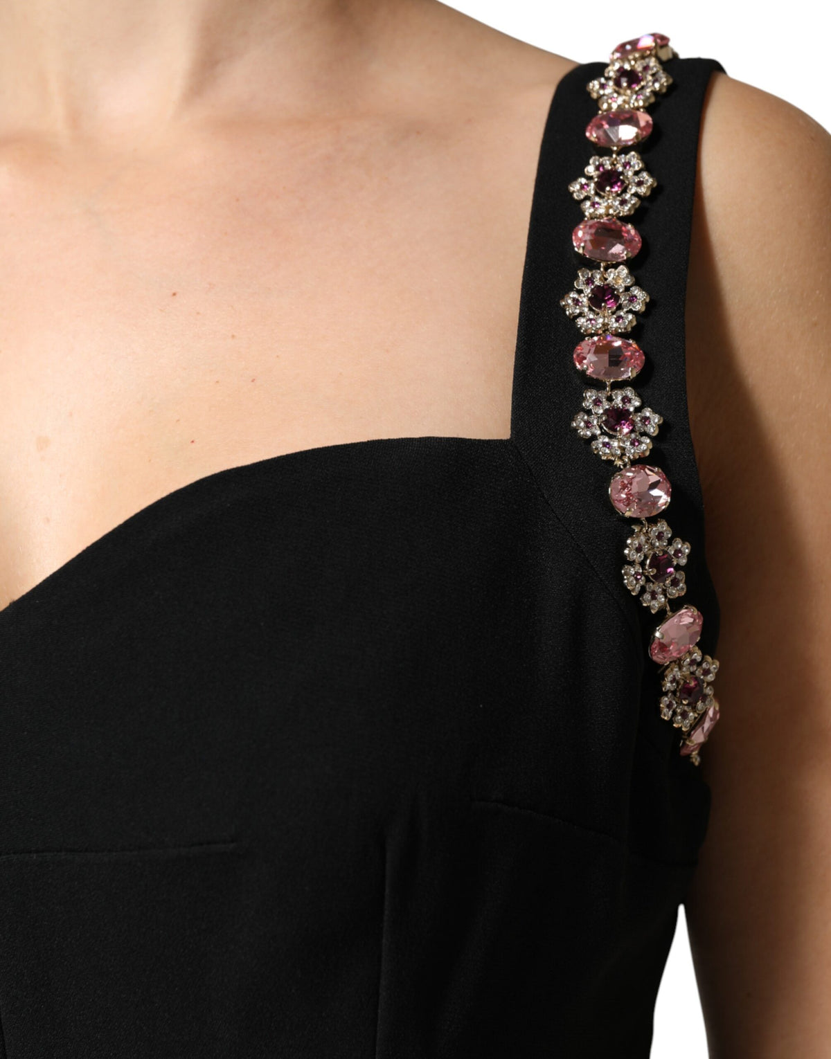 Dolce & Gabbana Zwarte Getailleerde Lange Avondjurk met Versieringen