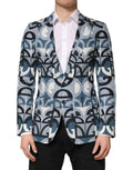 Dolce & Gabbana Blue Logo Monogram Single Breasted Blazer