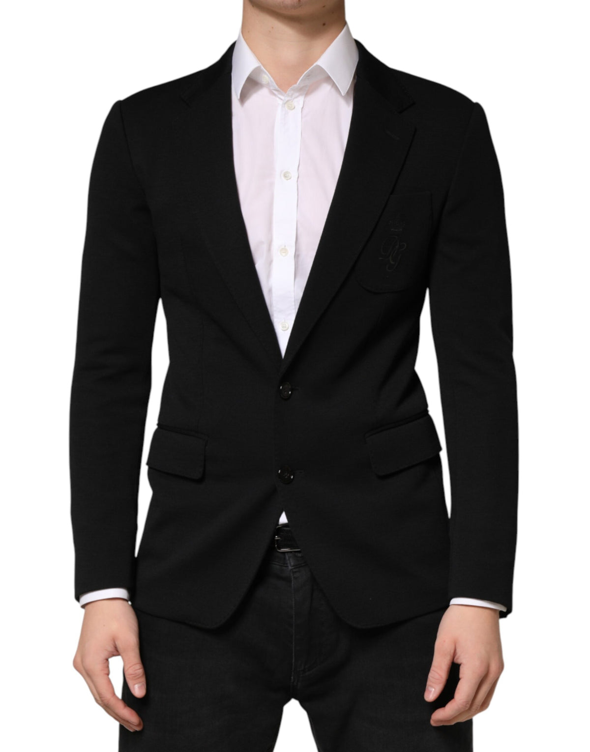 Dolce & Gabbana Zwarte Wollen Single Breasted Blazer met Twee Knopen