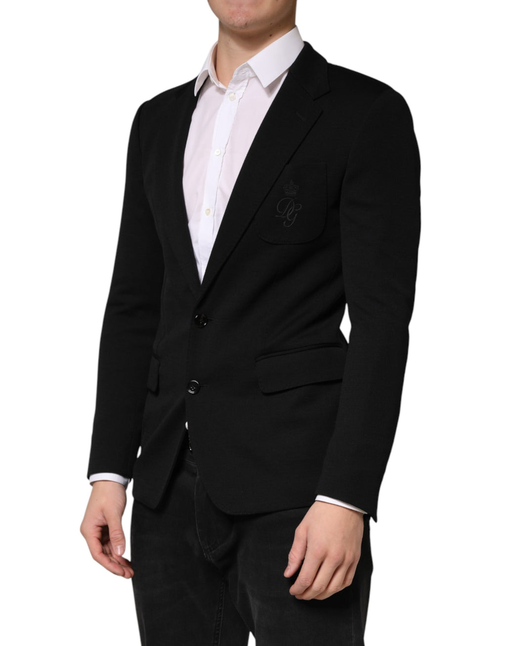 Dolce & Gabbana Zwarte Wollen Single Breasted Blazer met Twee Knopen