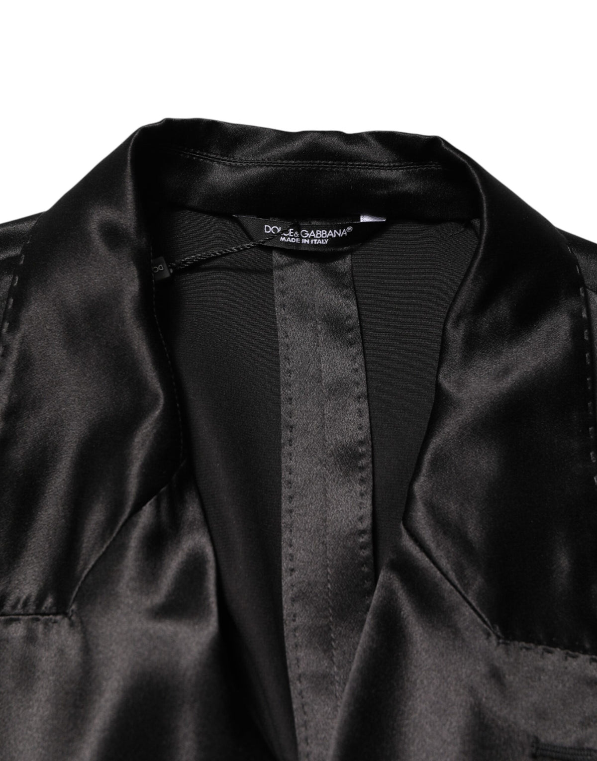 Dolce & Gabbana Zwarte Zijden Double-Breasted Blazer met 2 Knopen