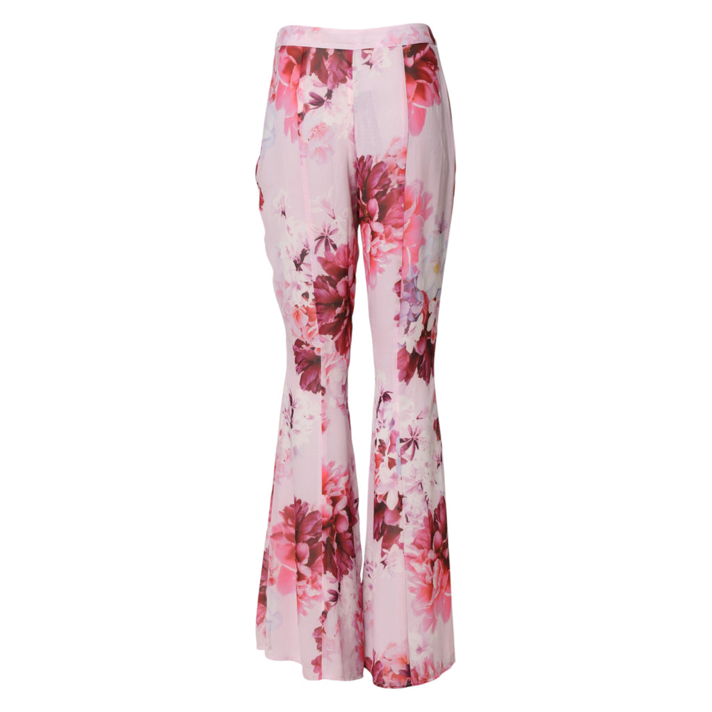 Guess By Marciano Pink Floral Flared High Waist Trouser Pants