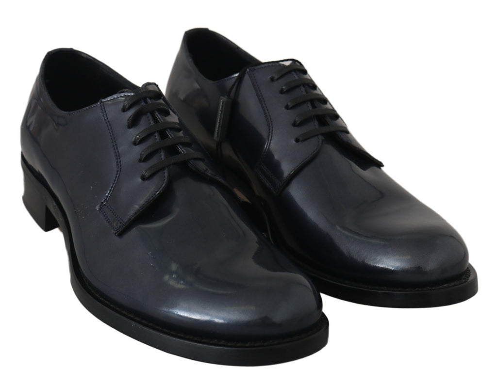 Dolce & Gabbana Blaue Leder Derby Kleid Formelle Schuhe
